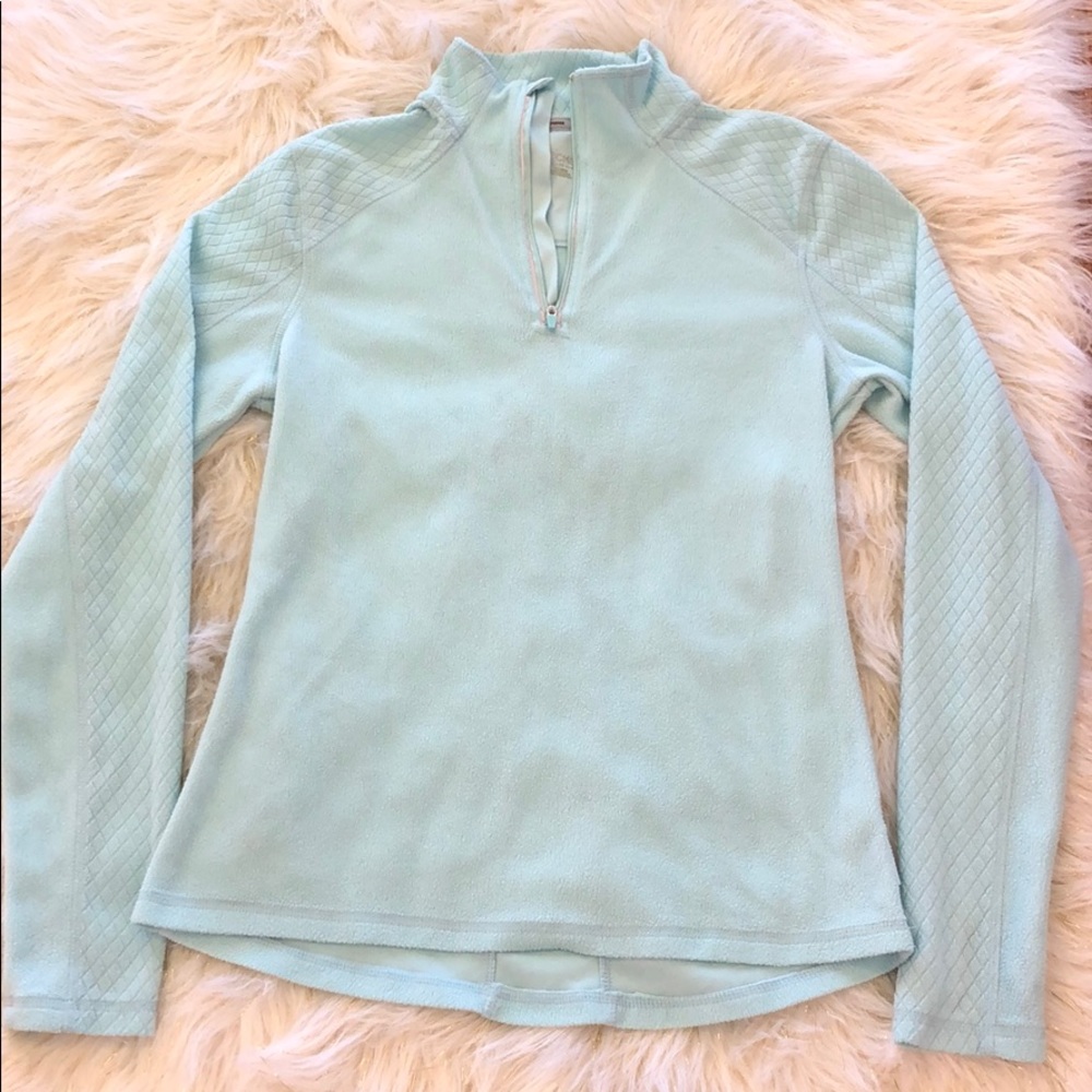Teal athletic fleece 1/4 zip long sleeve